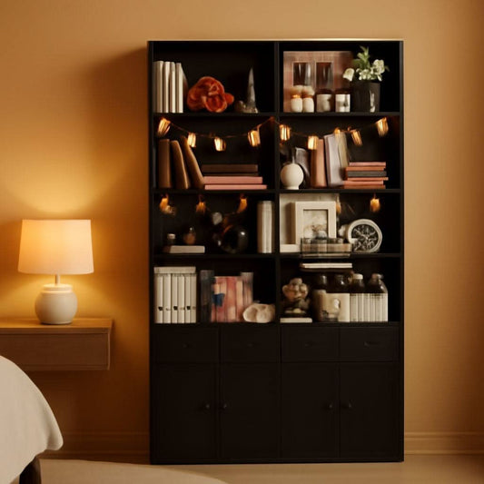 Vintage Black 78.7 Inch Floorstanding Library Bookcase