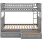 Grey Twin Bunk Bed With Storage Drawers Safety Rail