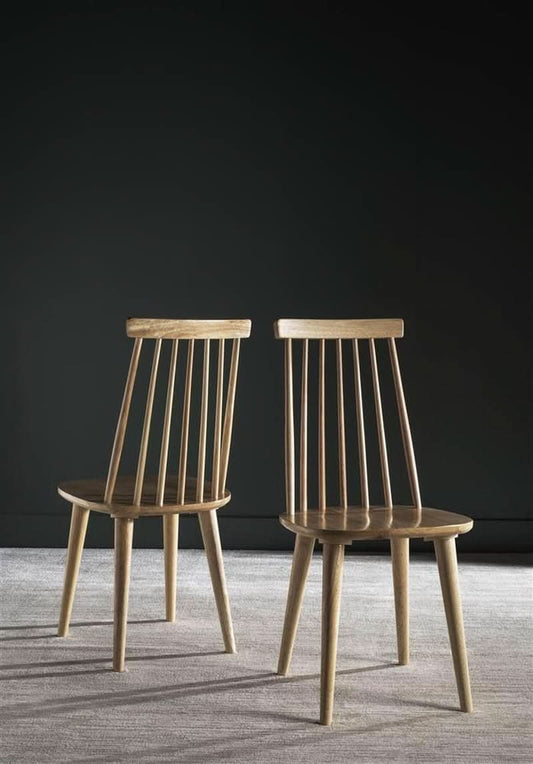 Wood Farmhouse Spindle Dining Chair Natural Finish Set Of 2