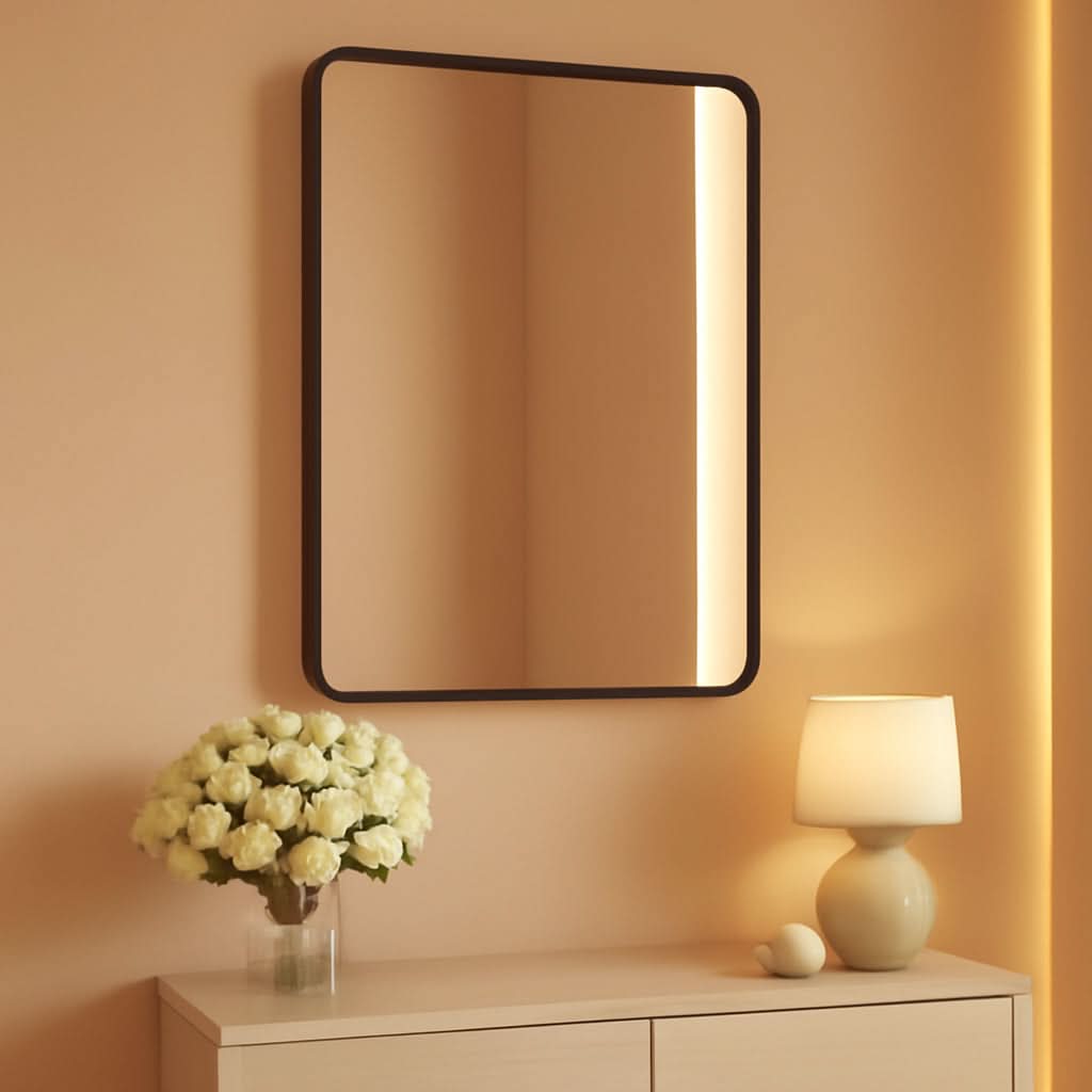 Matte Black Industrial Framed Bathroom Mirror 22x30