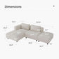 Soft Corduroy Sectional Sofa Set L Shaped Cream Modular