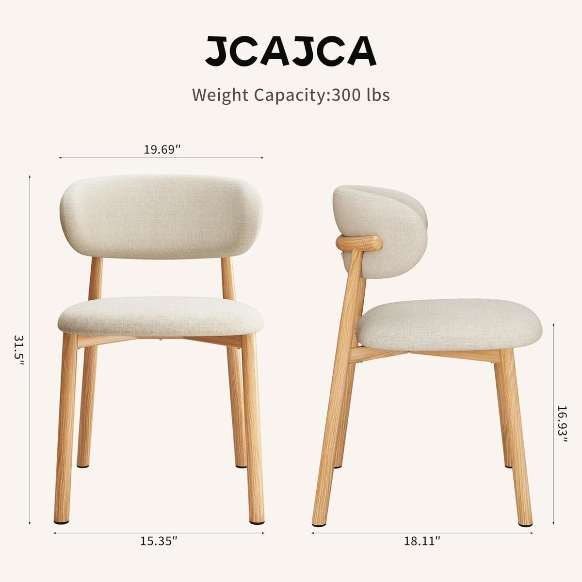 Beige Linen Upholstered Dining Room Chairs Metal Legs