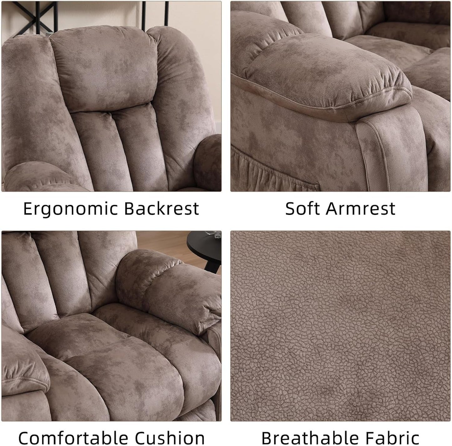 Light Brown ExtraWide Two Seat Manual Recliner Loveseat