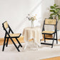 Rattan Folding Dining Chairs Set Of 2 Black Mid Century
