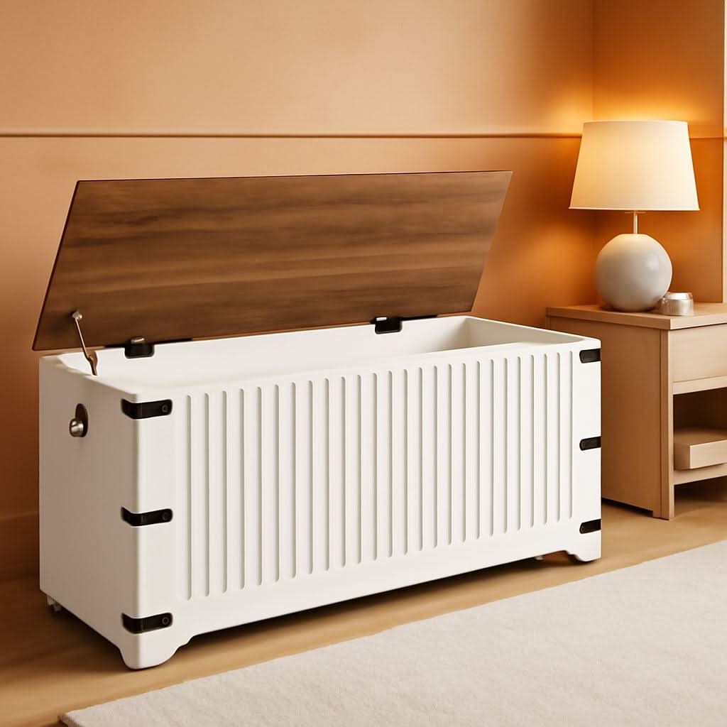 Spacious Storage Bench Toy Chest Walnut Safety Hinge