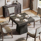 Gray Square Dining Table 31.5 Inch Waterproof Top Seats 4