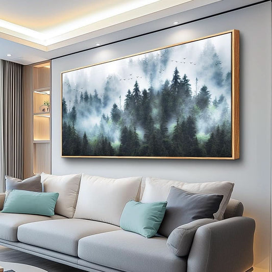Artisan Framed Forest Fog Canvas ExtraLarge Wall Art 24x48