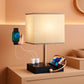 Grey Dimmable Nightstand Lamp Illuminating Ambient Lighting