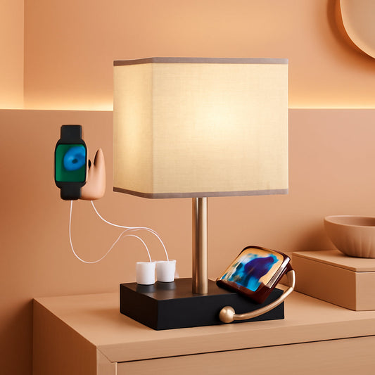 Grey Dimmable Nightstand Lamp Illuminating Ambient Lighting