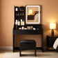 Charcoal Vanity Desk With LED Illuminated Mirror Storage