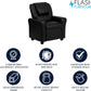 Kids Leathersoft Recliner With Cup Holder And Safety Recline Black