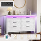 White Slim Modern Six Drawer Dresser With USB Charging-2