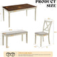 Sixty Inch Solid Wood Walnut Finish Dining Table Set Upholstered Chairs
