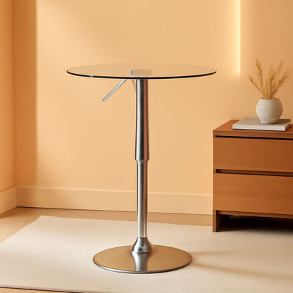 23.5 Inch Circular Glass Adjustable Cocktail Table