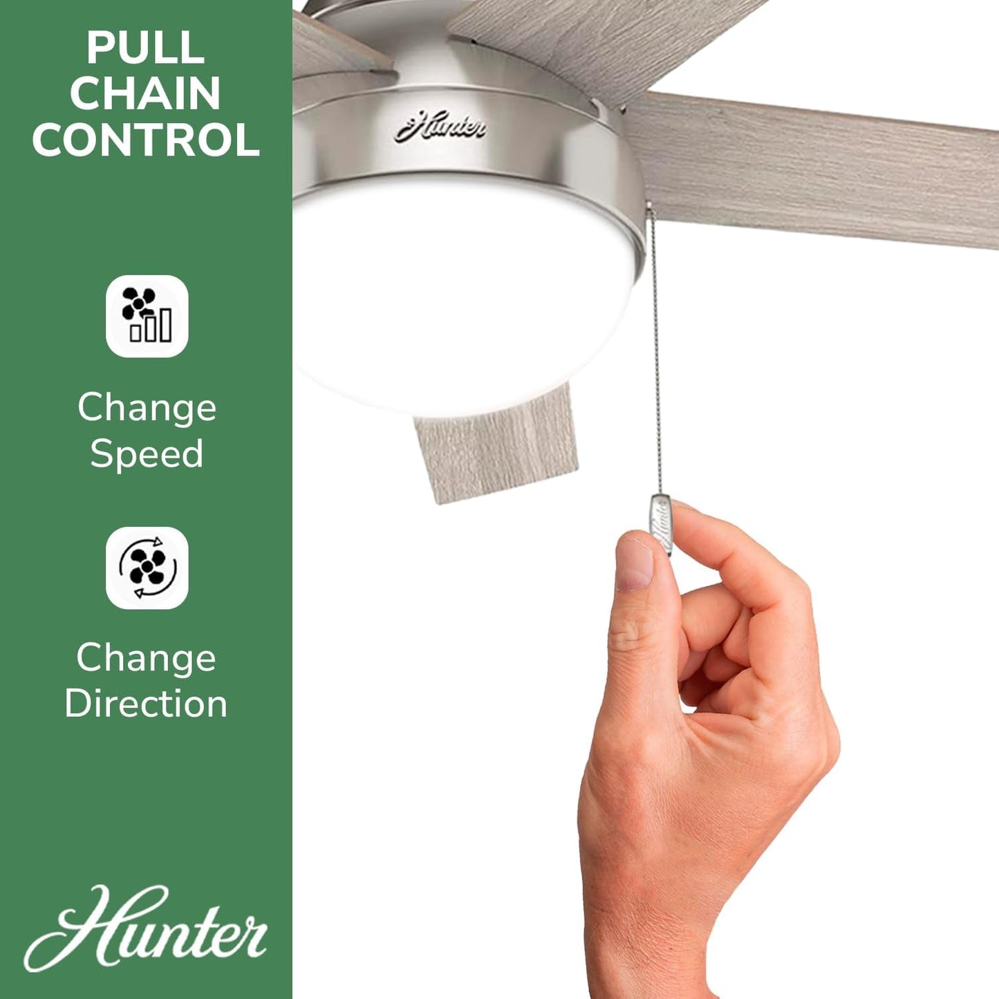 Anslee Brushed Nickel Flush Mount Ceiling Fan