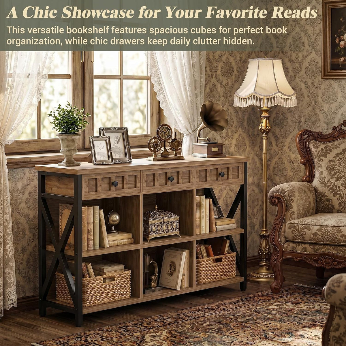 Modern Brown 6 Cube Storage Organizer Bookcase