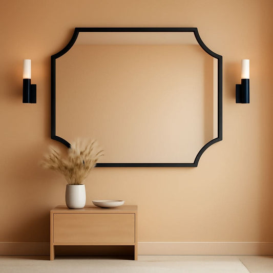 Black Scalloped Wall Mirror 30x40Inch Aluminium Frame