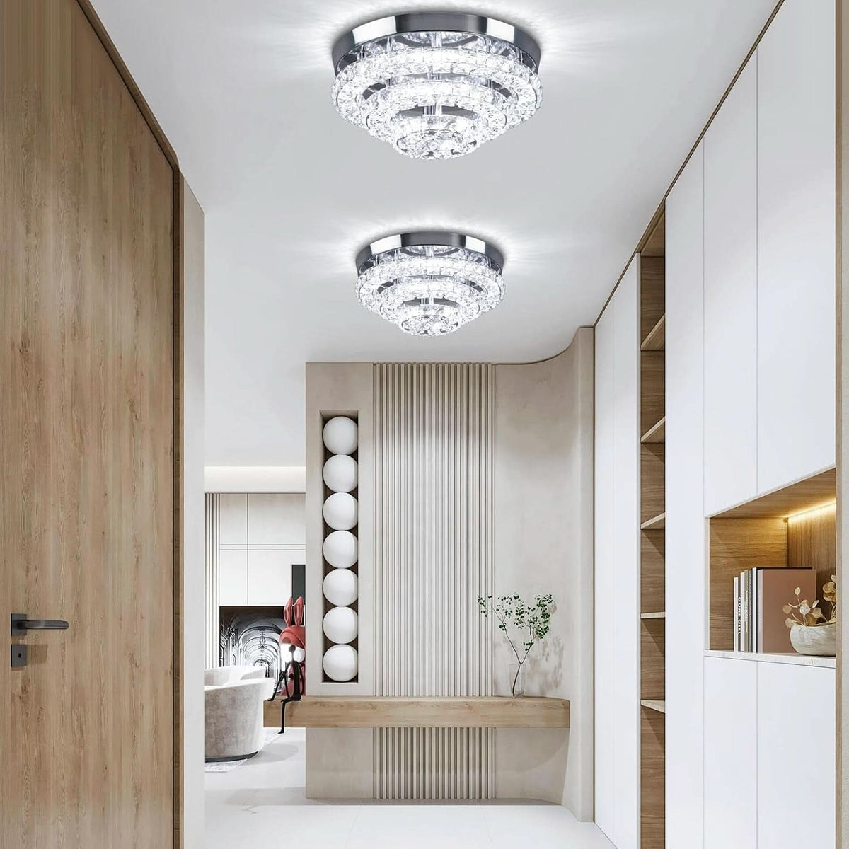 11.8 Inch Crystal Chandelier Ceiling Light 6500K LED-1