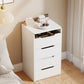 White Compact Vanity Desk Featuring Illuminated Lights