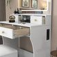 White Vanity Desk Featuring Multifunctional LED Mirror