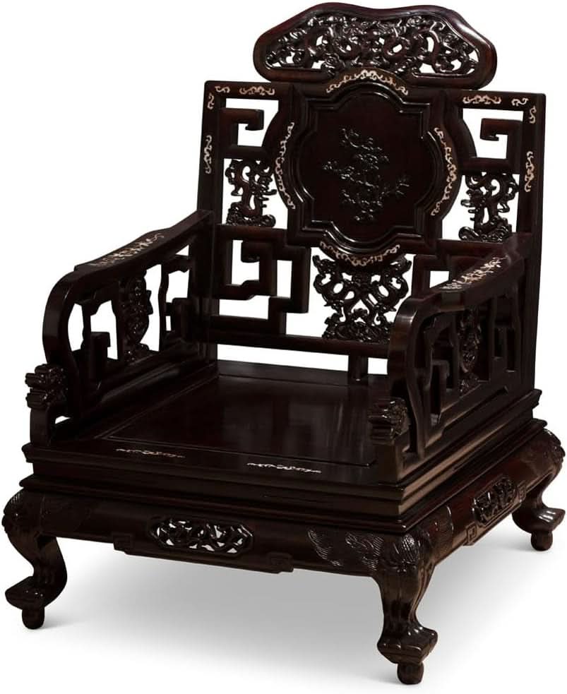 Dark Cherry Rosewood Mother Pearl Motif Living Room Set-1