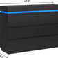 Black Multifunctional Dresser With Sliding Desk LED-1
