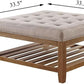 Large Upholstered Tufted Linen Ottoman Coffee Table