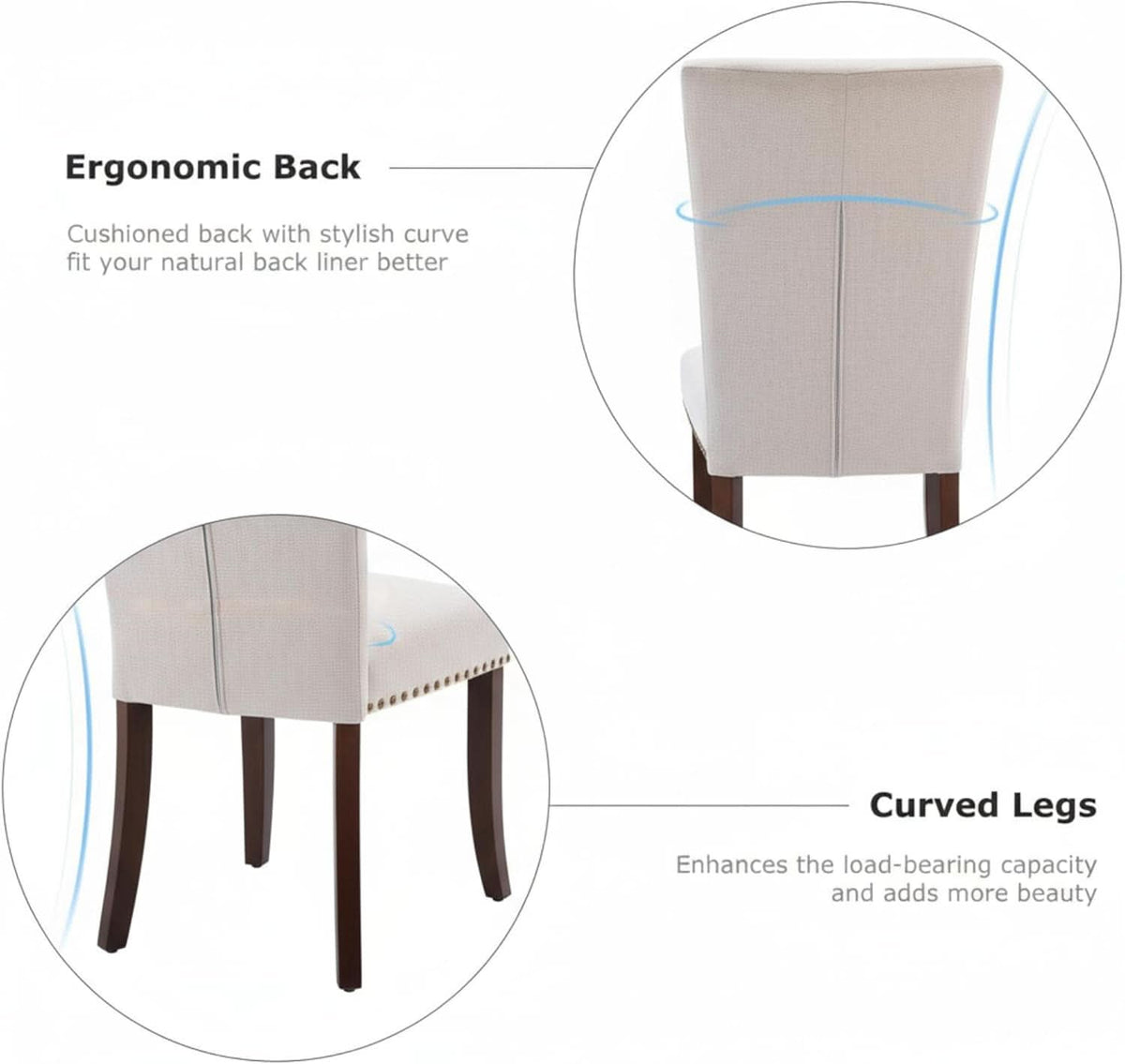 Beige Upholstered Dining Chairs Featuring High Back