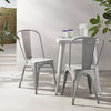 Dark Grey Metal Dining Chairs Set Of Four Durable X Bar Design