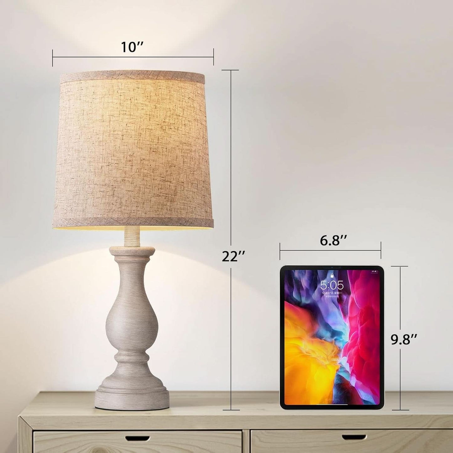 Rustic Farmhouse TwentyTwoInch Table Lamps Linen Shades