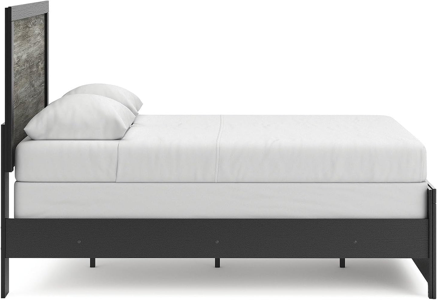 Full Panel Bed Frame With Headboard TwoToneTexturedFinish
