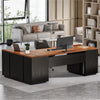 87 Brown Executive Desk Integrated Filing Cabinetry