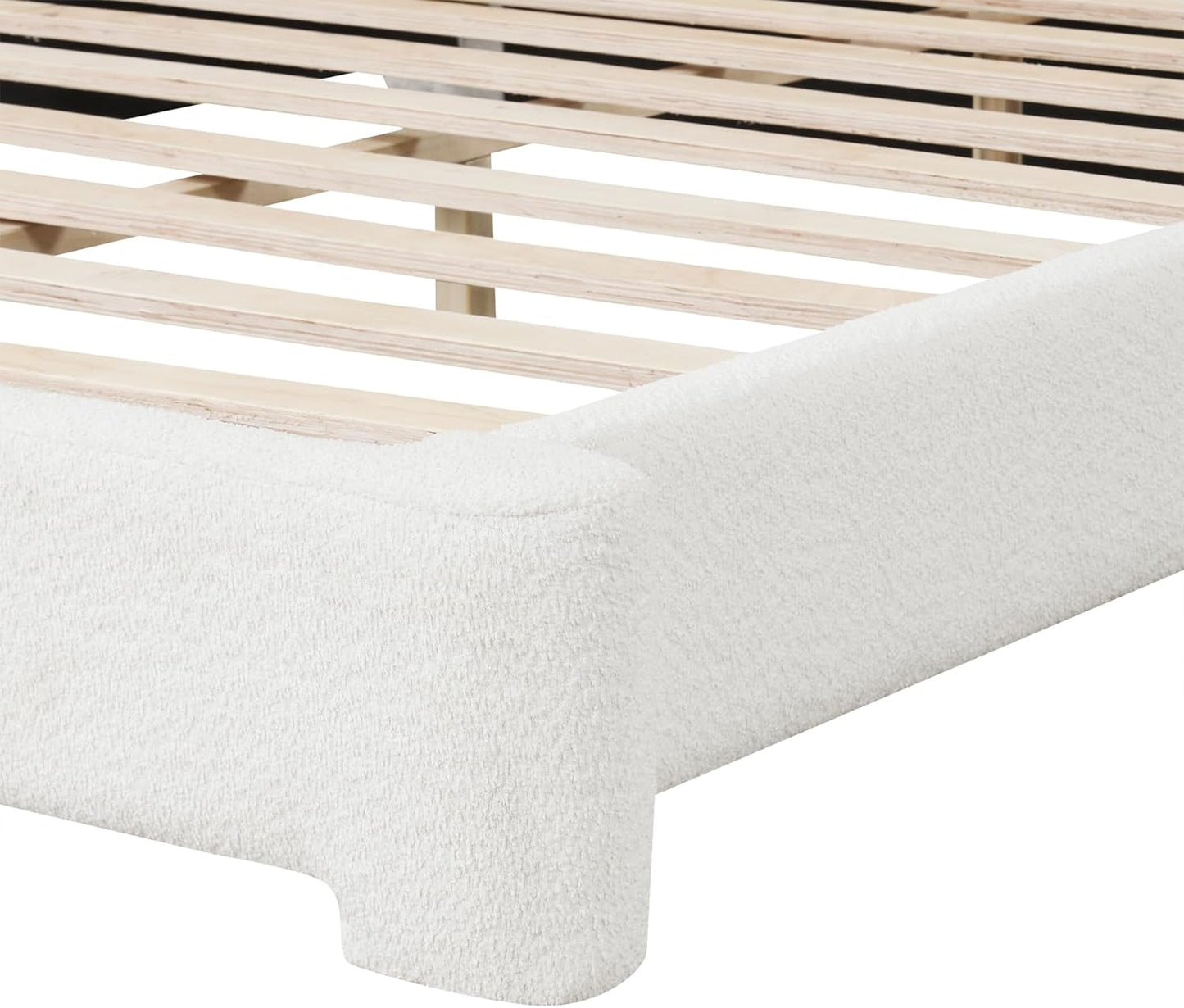 King Size Curved Headboard Platform Bed Snow White Finish