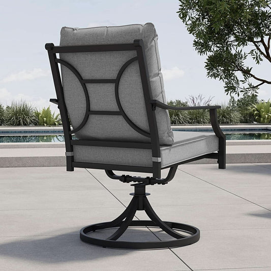 7 Piece Patio Dining Set For 6 With Swivel Chairs And Olefin Cushions