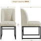 Beige Upholstered Dining Chairs Mid Back With Metal Legs 2