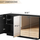 Black High Gloss Buffet Mirror Storage LED Charging