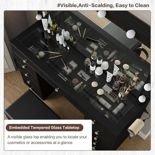 Makeup Vanity Desk With Hollywood Illumination Mirror