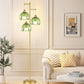 Elegant Gold Floor Lamp With Stained Glass Lamp shades