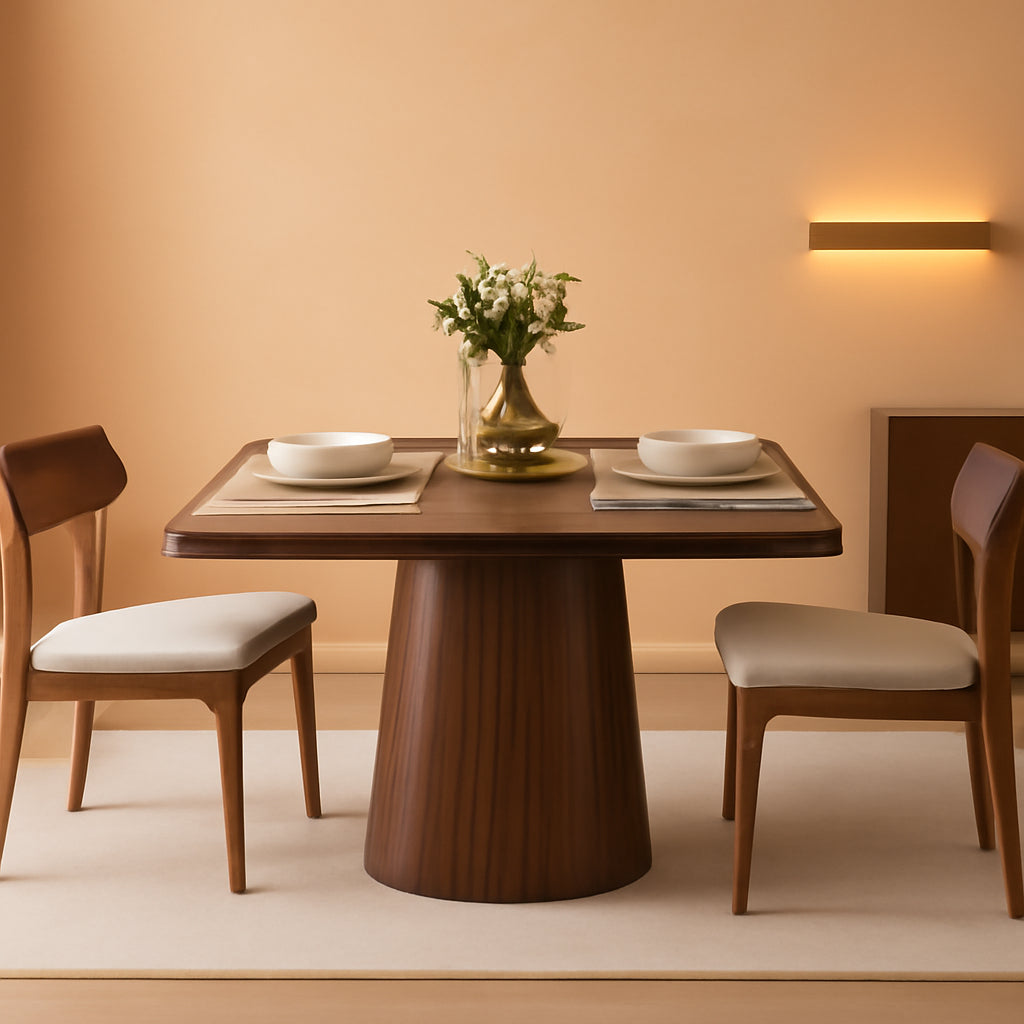 Space Saving Square Shaped Dining Table Pedestal Base