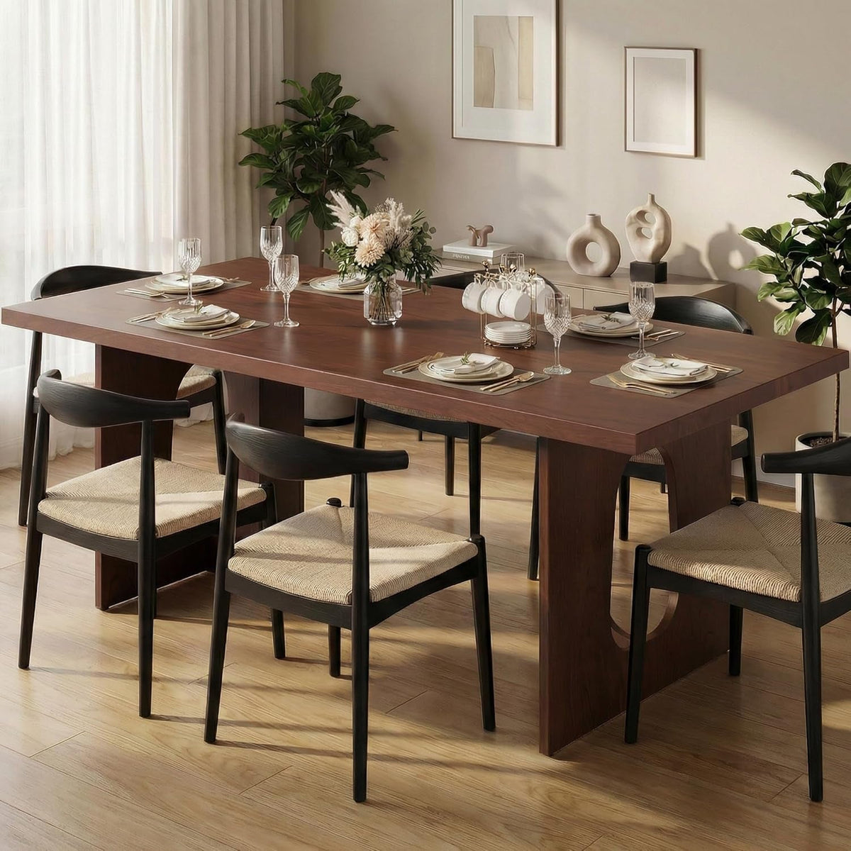 Walnut 71 Inch Dining Table Seats Six To Eight Contemporary