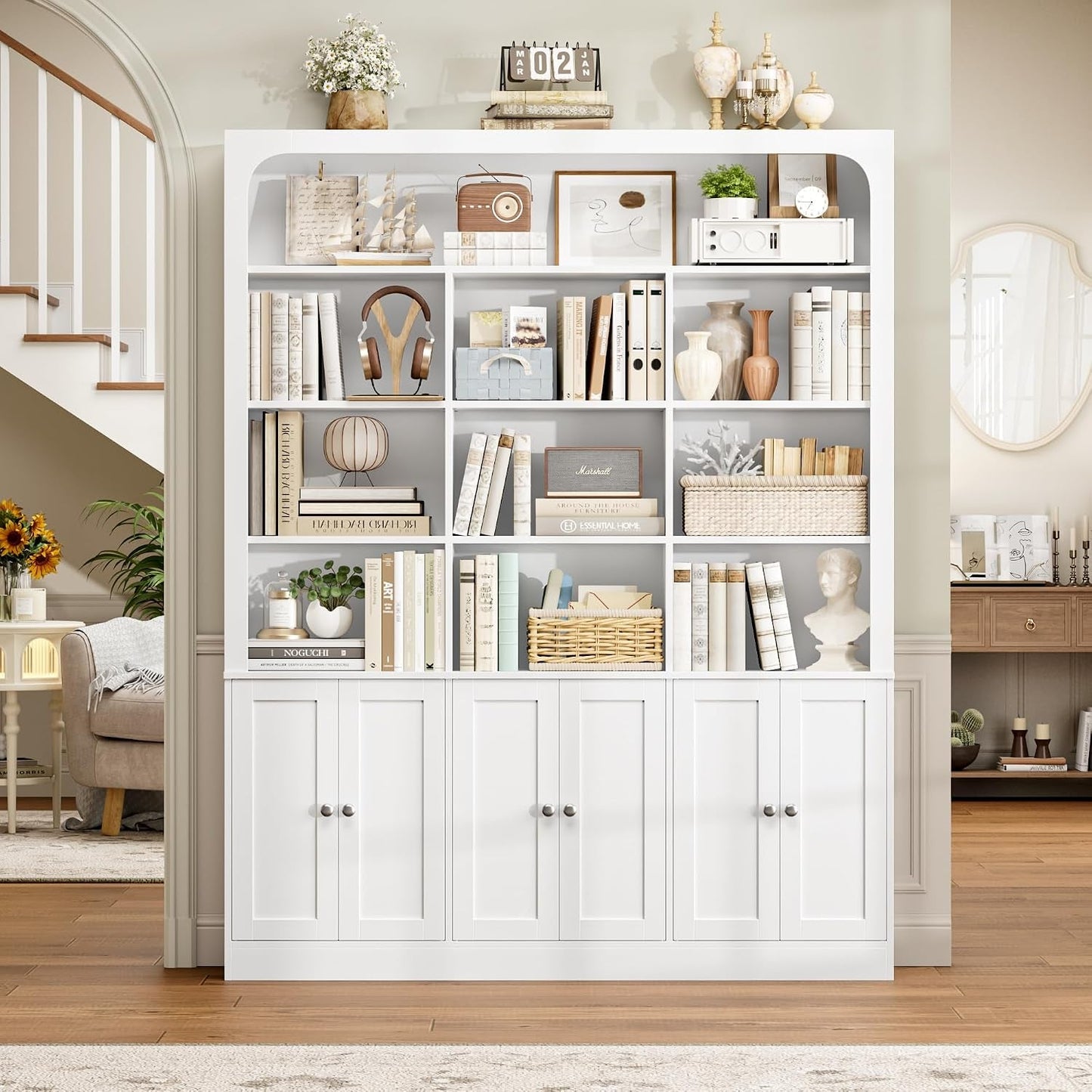 White Six Tier Freestanding Contemporary Storage Bookcase
