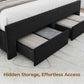 FullSize Velvet Upholstered Bed Frame With Drawers