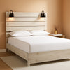 Antiqued Finish Whitewashed King Panel Bed USB Ports