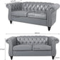 Grey Chesterfield Leather Living Room Set With Scroll Arms