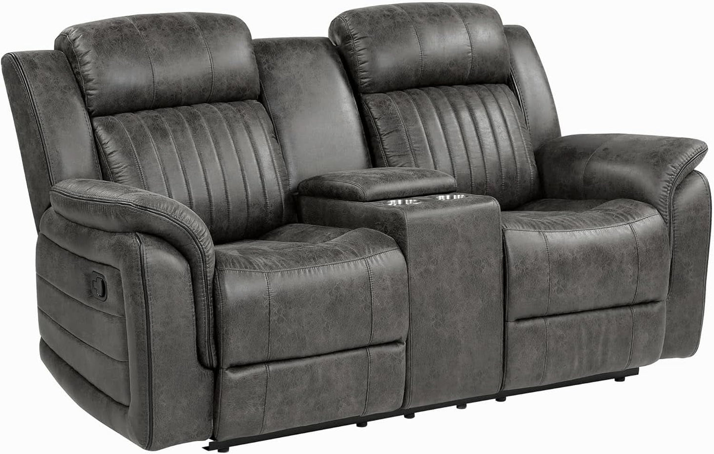 3 Piece Recliner Living Room Set In Brownish Gray Microfiber