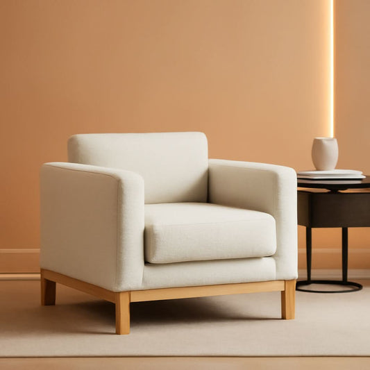 Beige 41.34 Inches Boucle Upholstered Accent Chair