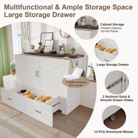 Espresso Queen Murphy Cabinet Bed Versatile Deluxe
