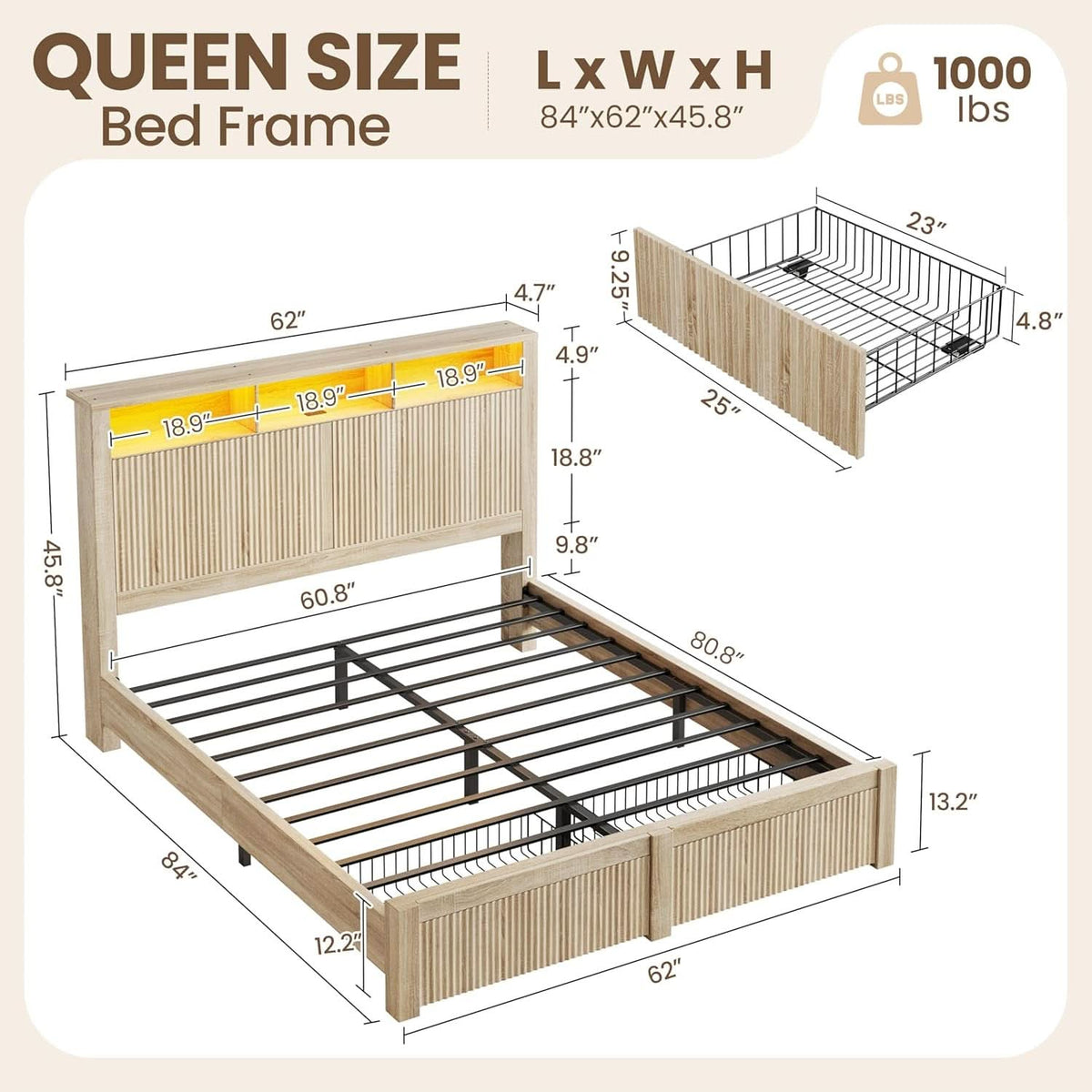 Queen Size Bed Frame With Premium Storage Solutions-1