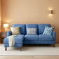 Blue Upholstered L Shaped Movable Sectional Couch Ottoman