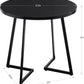 Round Black Woodgrain Top Dining Table With Steel Frame